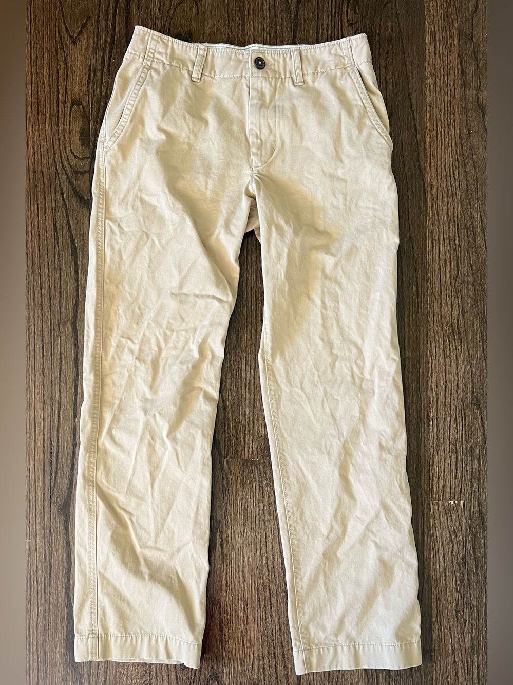 American Eagle Outfitters Light Cream Straight-Leg Chinos